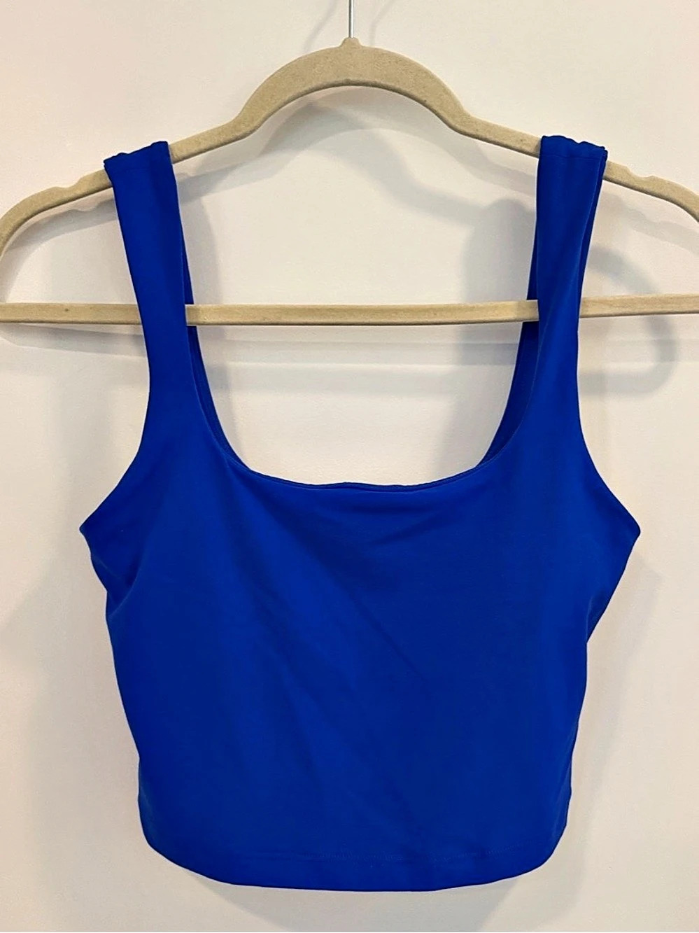 Athleta Transcend Sqaure Neck Crop Tank Sports Bra A/C Cup in Blue | Size XSmall